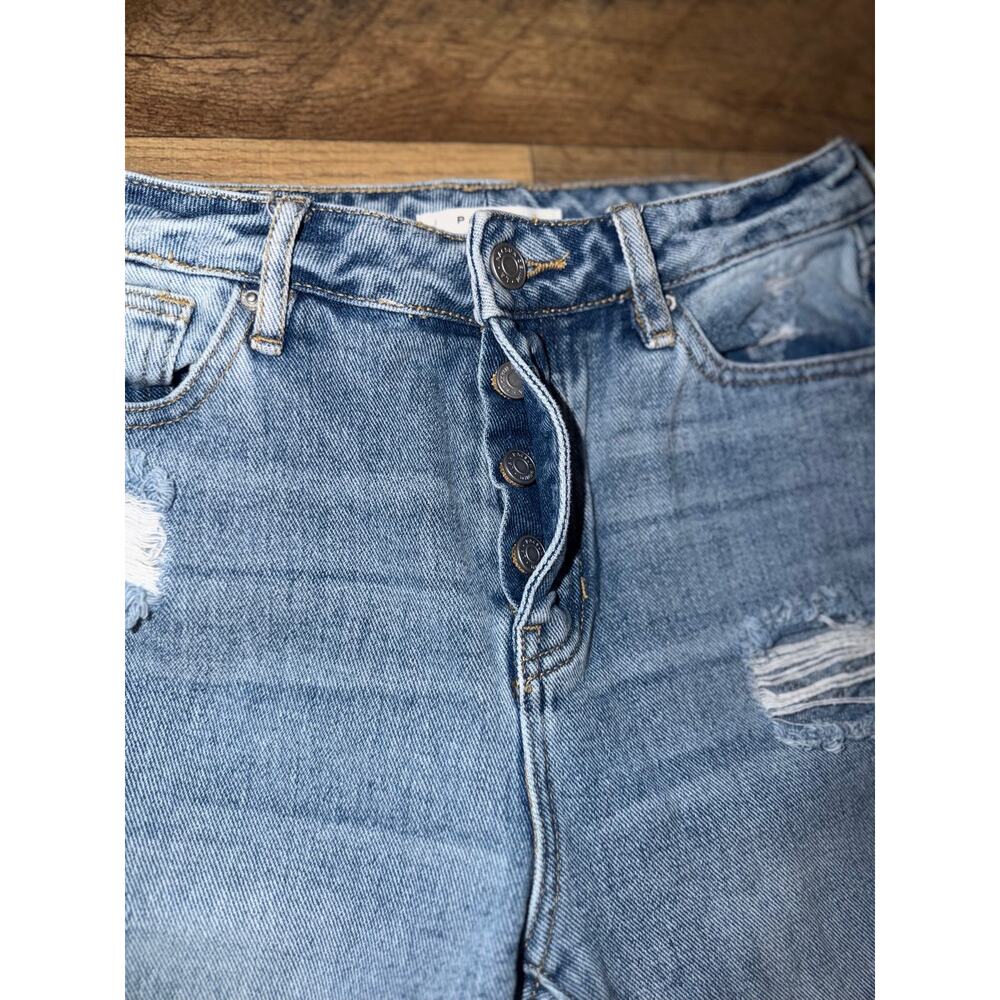 PACSUN women’s button closure distressed mom blue jeans - Picture 2 of 14